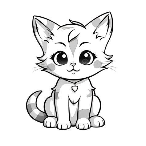 Cute Cat Cartoon Character Line Art Cat Animal Cute Png Transparent
