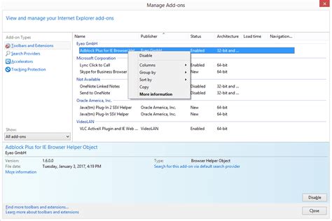 How To Selectively Disable Internet Explorer Add Ons