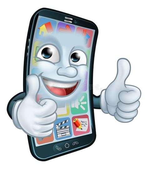 Mobile Phone Thumbs Up Cartoon Mascot Stock Vector Illustration Of