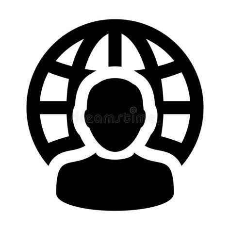 Business Icon Vector Male Person Profile Avatar With Globe Symbol For