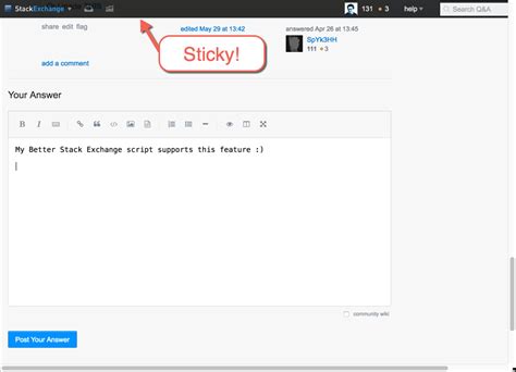 Make sure to set `anchor` to the id of your page container. app - Stack Exchange Improvements - Sticky top bar, new ...