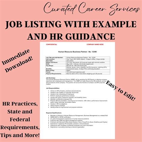 Job Listing Template With Example And Human Resource Guidance Download