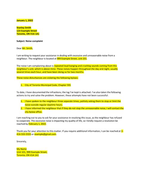Noise Complaint Letter Free Template Guide Square One