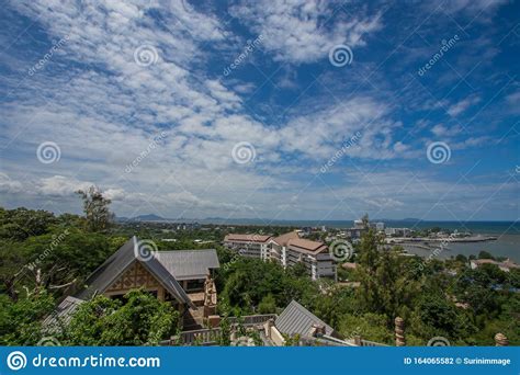 High Angle View Sea And Blue Sky Chon Buri Thailand Stock Photo