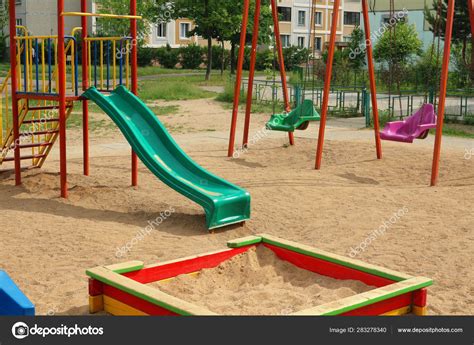 Children Playground Swings Roundabouts Slide Sandbox Place Children