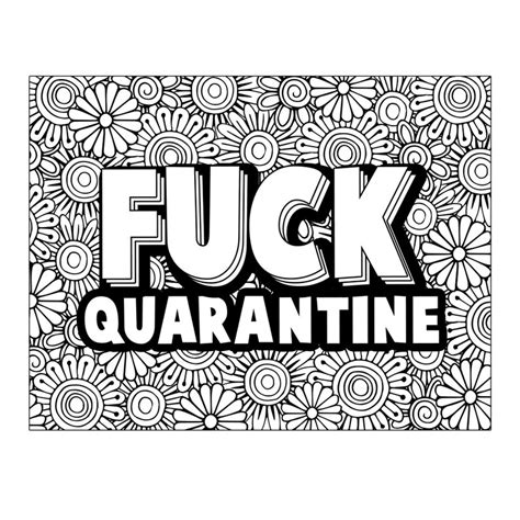 F Quarantine Printable Adult Coloring Page Etsy