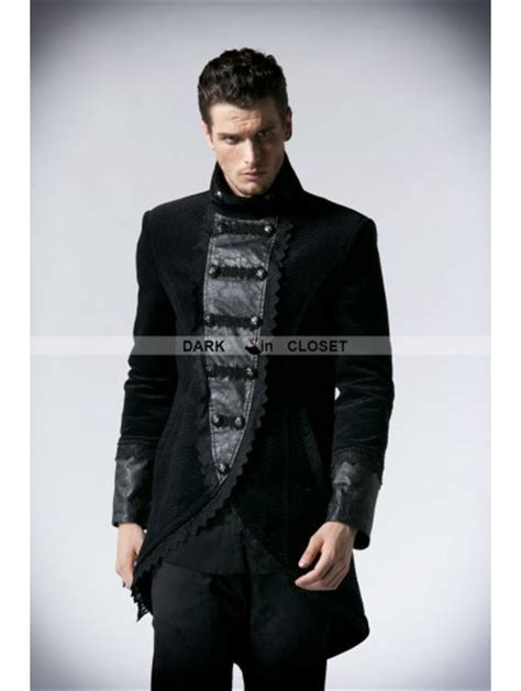 Punk Rave Black Double Breasted Gothic Jacket For Men