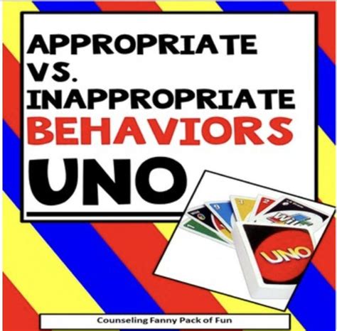Appropriate Vs Inappropriate Behaviors Uno Counseling Game Grades K 8
