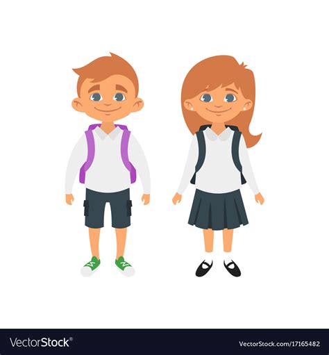 Boy And Girl In School Uniform Royalty Free Vector Image