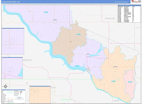 Charles Mix County Sd Wall Map Color Cast Style By Marketmaps