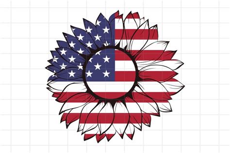 4th of July SVG, USA flag in Sunflower, Cut file for Cricat. (655689