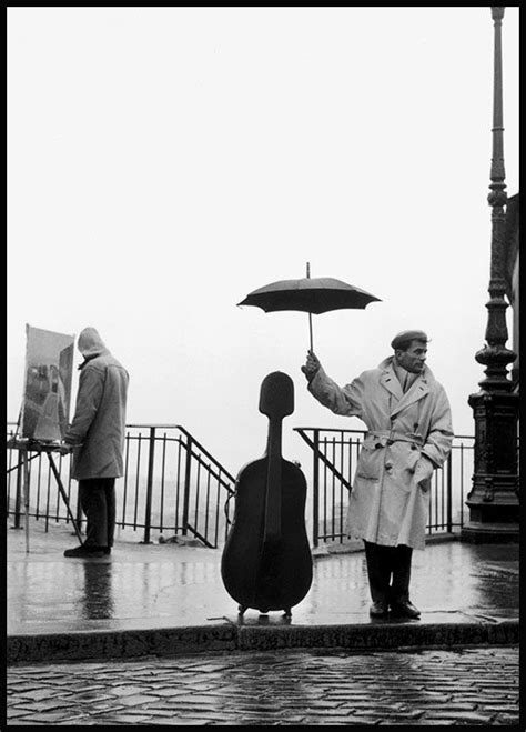 Musician Under The Rain Poster Robert Doisneau Vintage Photography