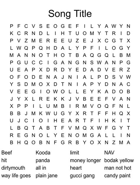 Song Title Word Search Wordmint