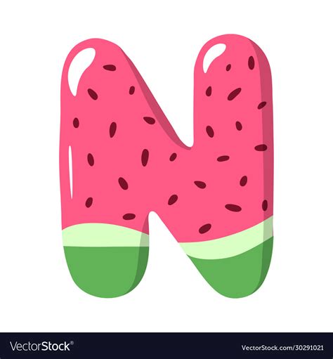 Watermelon Alphabet Sign On White Background Vector Image