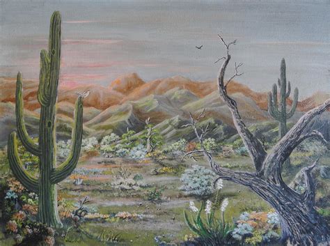 Saguaro Sunset Painting By Wanda Strelau Fine Art America