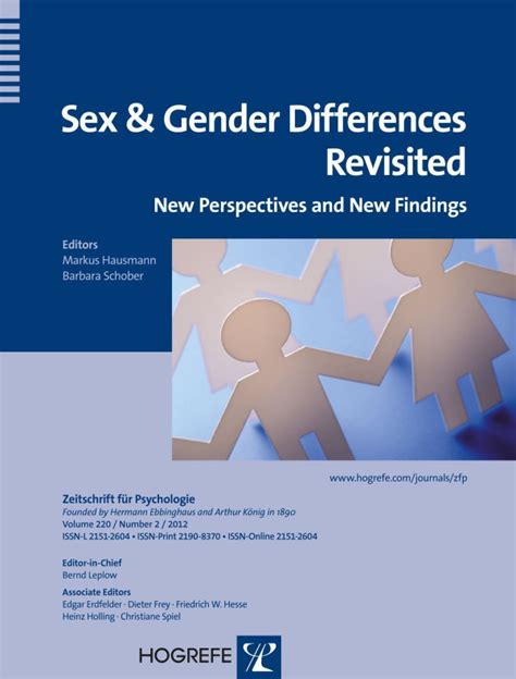 Sex And Gender Differences Revisited 12 2012 New Perspectives And New Findings Hogrefe