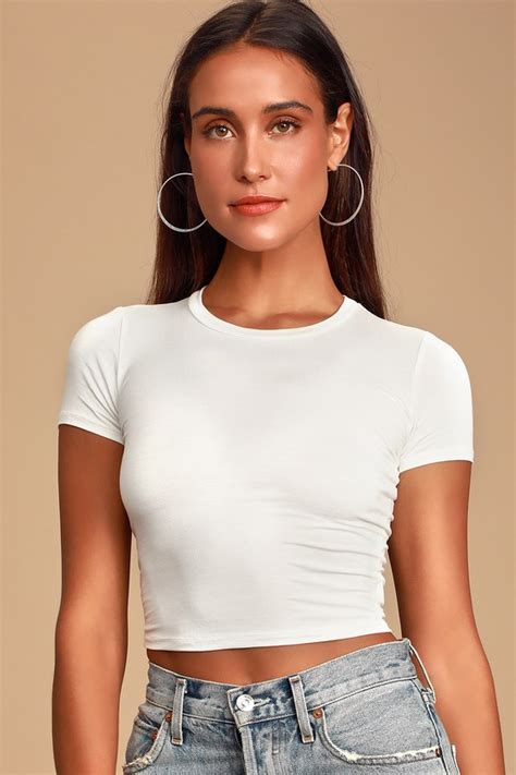 Clothing Womens Clothing Basic White Crop Summer Outfit Ravewear Top White Crop Top Tshirt