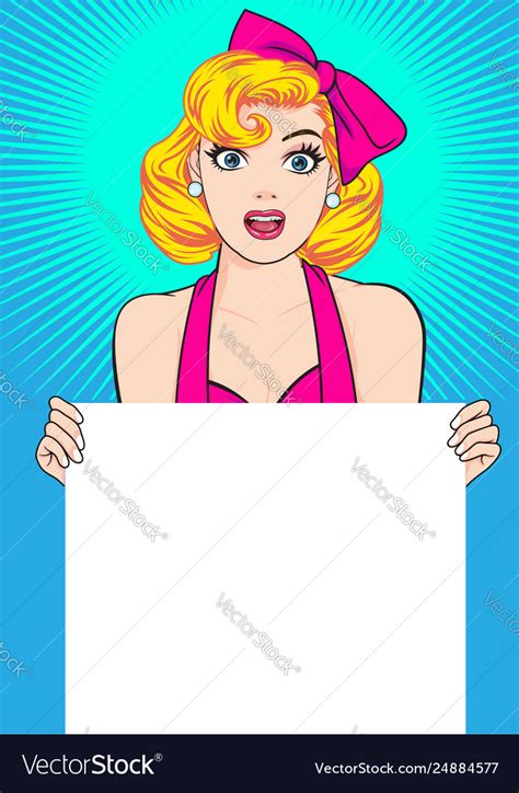 Sexy Woman Showing An Empty Banner Royalty Free Vector Image