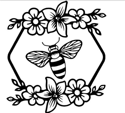 Bee And Flower Bee Floral Svg Cricut Silhouette Vinyl Cut Etsy