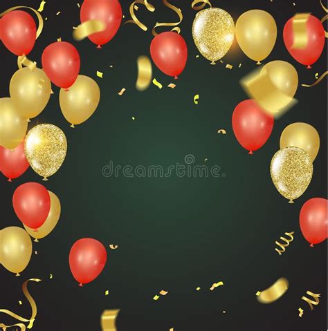 Vector Illustration Balloon Of Happy New Year Gold And Black Col Stock