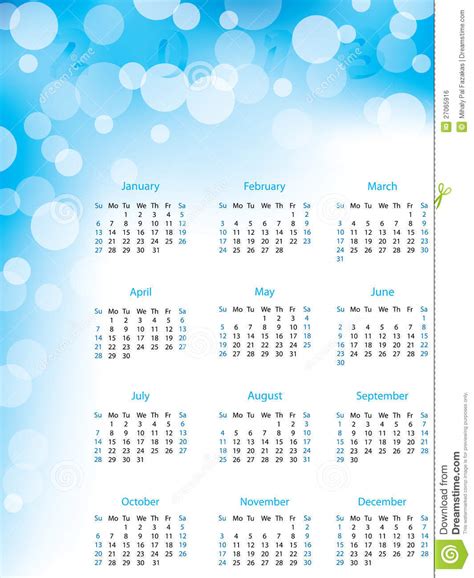Calendario Abstracto De La Burbuja Imagen De Archivo Libre De