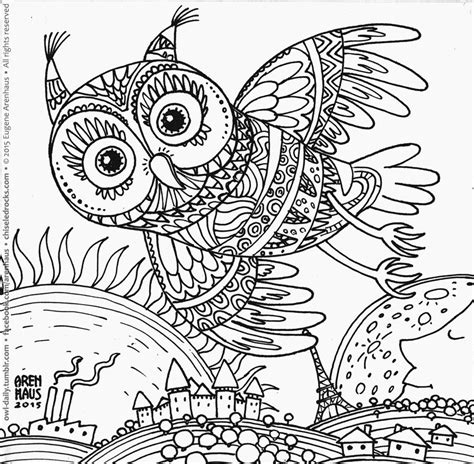This owl coloring page features a picture of the barn owl. Owl Design Coloring Page. №352: Owl above it all. | Unique ...