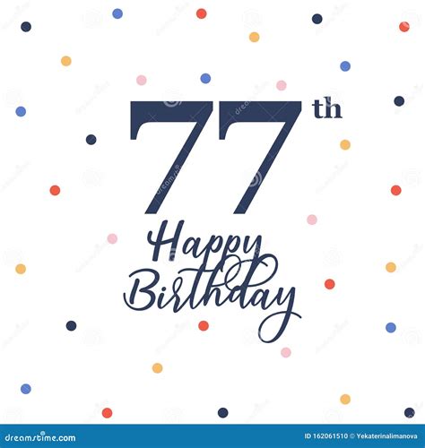 Happy 77th Birthday Colorful Vector Illustration Greeting Card