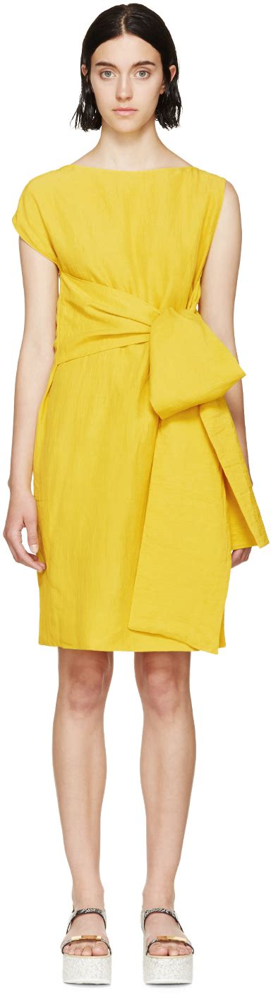 Marni Yellow Bow Tie Sleeveless Dress Dresses Yellow Bow Tie