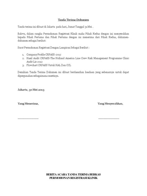 16 Contoh Surat Tanda Terima Barang, Dokumen, Uang  Contoh Surat