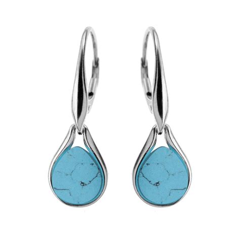 Boucles d oreilles turquoise sur argent rhodié 925