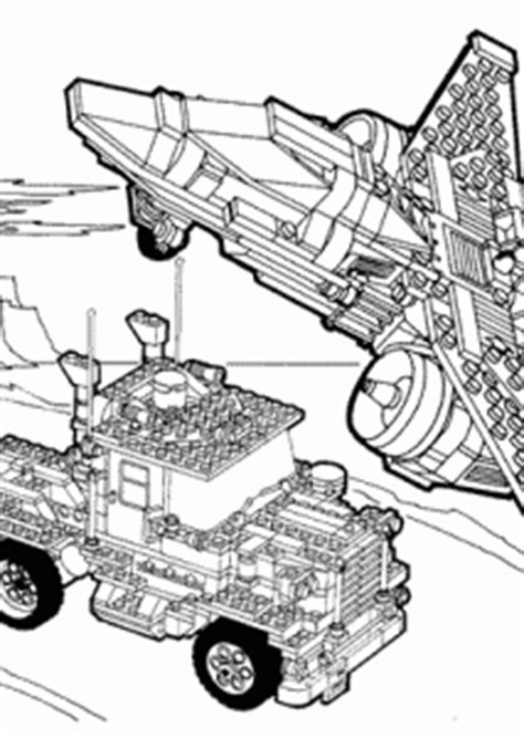 Lego truck and plane coloring page for girls, printable free. Lego