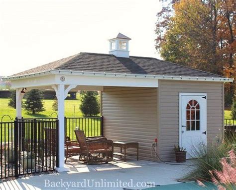 Hip Roof Poolhouse With Vinyl Siding And Cupola