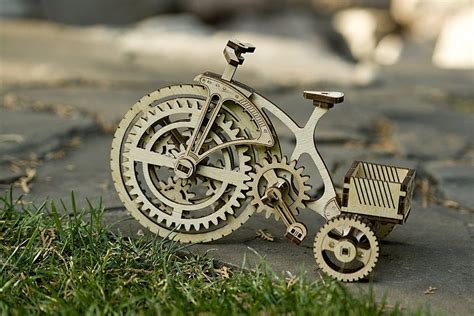 Free Laser Cut Dxf Wooden Mechanical Bike With Pdf Instruction Dxf