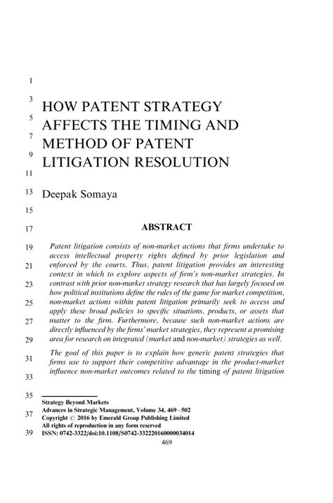 Pdf How Patent Strategy Affects The Timing And Method Of Patent
