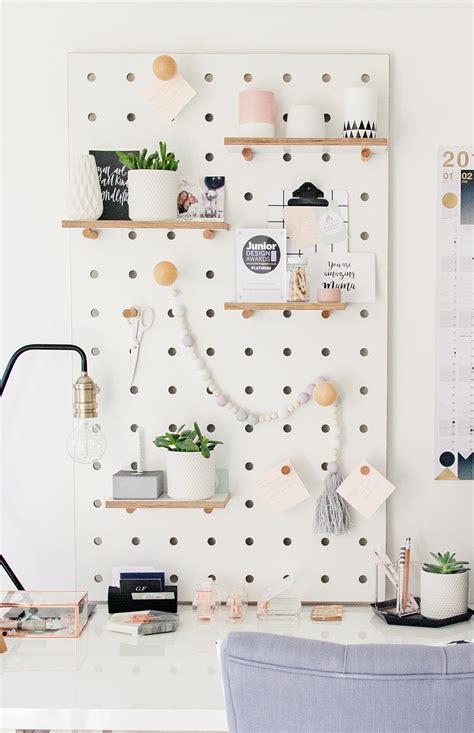 Pegboard With Shelves And Pegs White White Pegboard Home Office