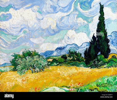 Vincent Van Gogh Champ De Blé Avec Cyprès 1889 Huile Sur Toile