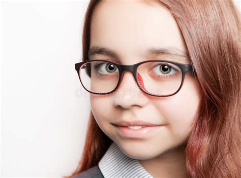 Portrait Of Teenage Girl With Glasses Close Up Stock Image Image Of Eyelids Portrait 125368065