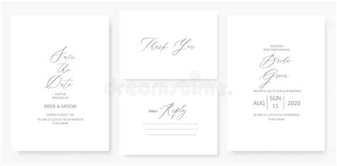 Wedding Invitation Empty Template Cards Minimalizm Style Stock