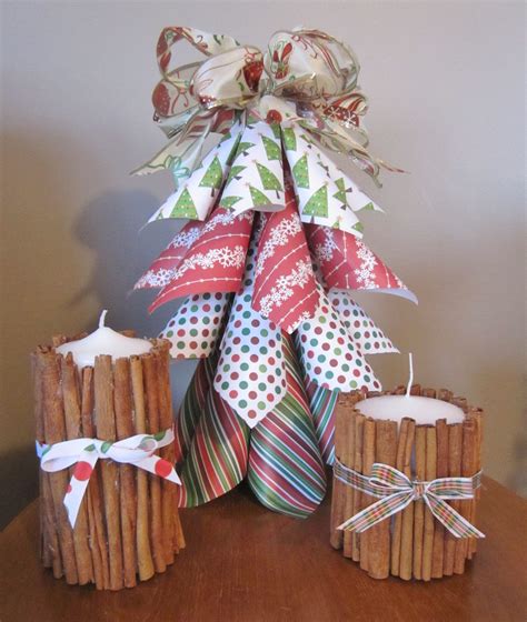 Christmas Tree Made From Paper Towel Roll And Scrapbook Paper And
