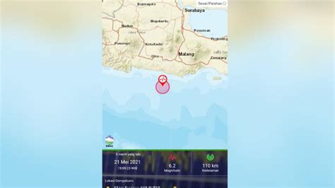 Gempa dilaporkan berkekuatan magnitudo 4,4 dan terjadi pada pukul 09:05:55 wib. Gempa Bumi Magnitudo 6,2 Guncang Blitar Jawa Timur ...