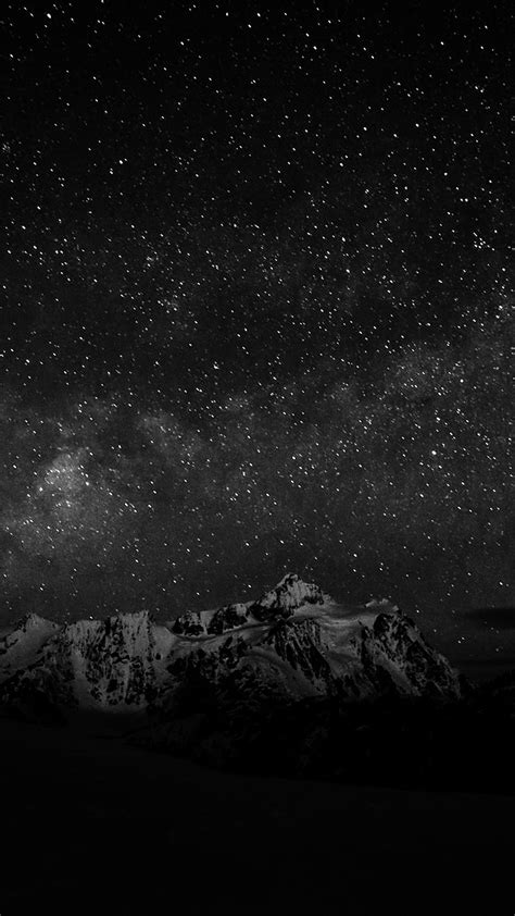 Starry Night Sky Mountain Nature Bw Dark Iphone 7 Wallpaper Download