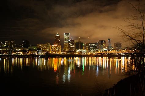 Skyline Of Downtown Portland Oregon At Night So Beautiful City Lights At Night Portland