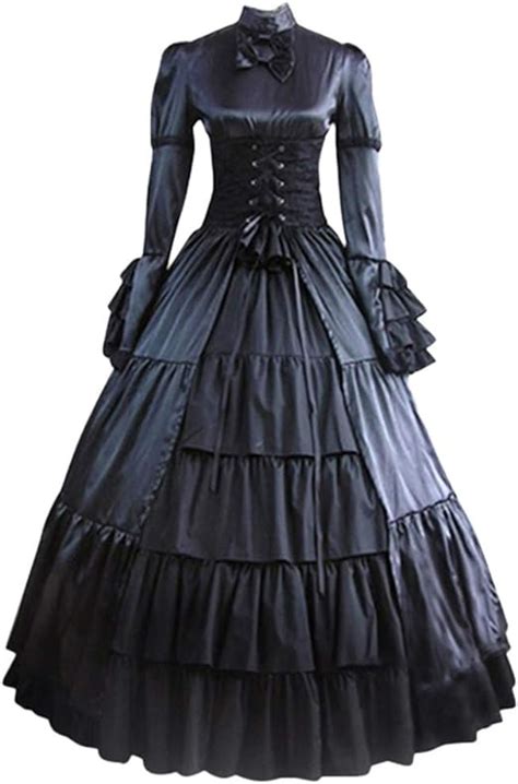 Eucoo Damen Gothic Viktorianisches Kleid Damen Rokoko Ballkleid Gothic