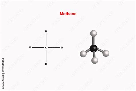 Vecteur Stock Methane Ch4 Molecule Model And Chemical Formula