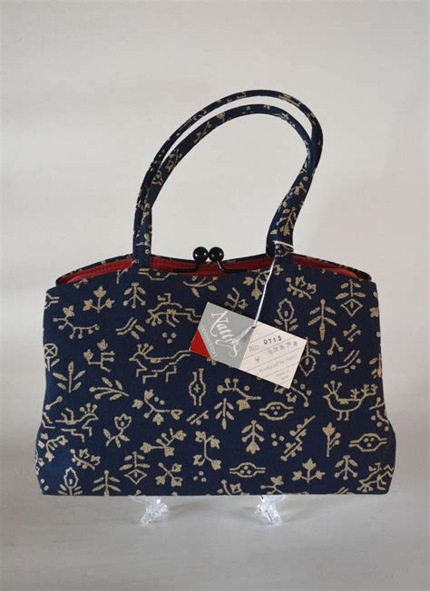 Vintage Japanese Handbag Indigo Blue And Red Cotton Etsy Japanese