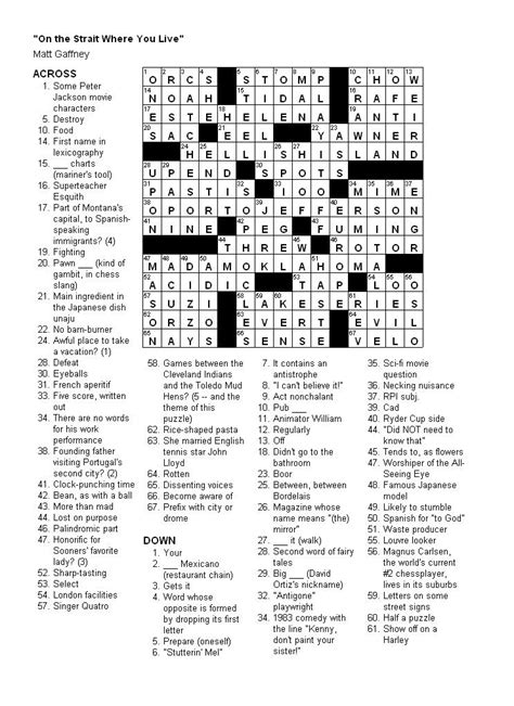 Are there any printable daily commuter crossword puzzles? Matt Gaffney's Weekly Crossword Contest: MGWCC #077 ...