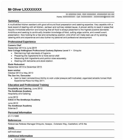 Commis Chef Resume Sample Chef Resumes Livecareer Chef Resume