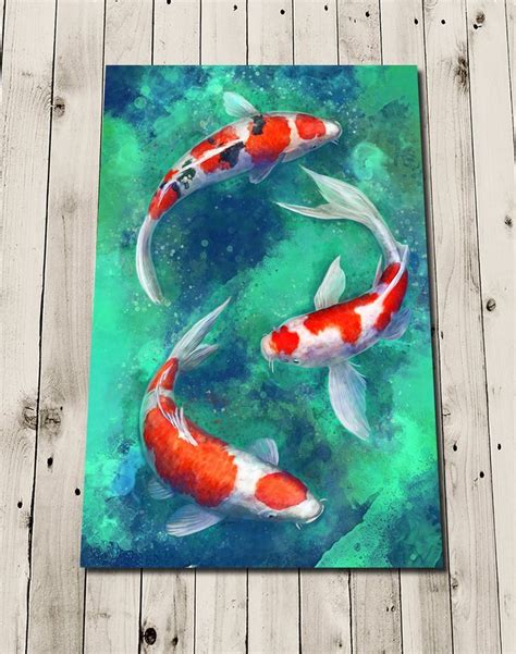 Koi Fish Print Koi Carp Art Painting Japanese Zen Artwork Etsy