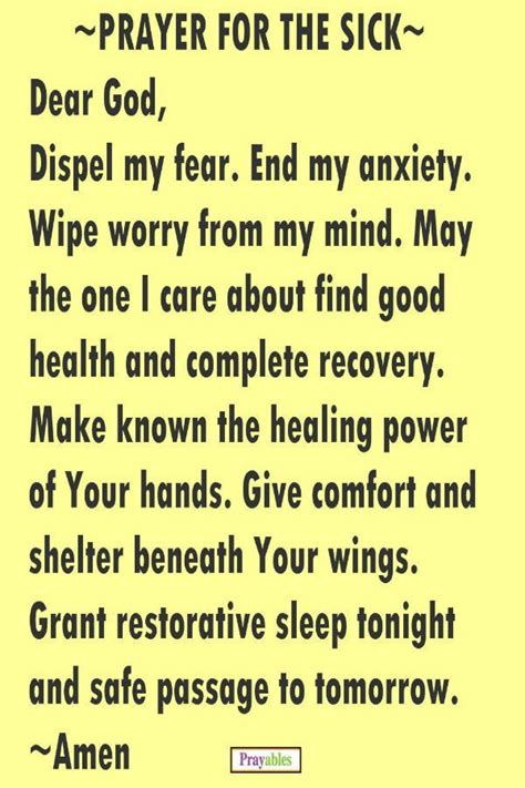 Prayer For The Sick Prayer For Healing The Sick Prayers For Healing