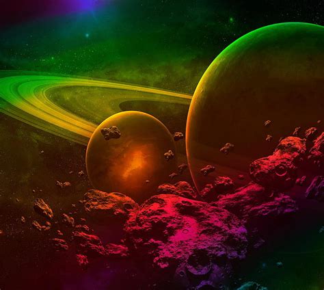 Rainbow Space Galaxy Outer Space Planets Stars Hd Wallpaper Peakpx